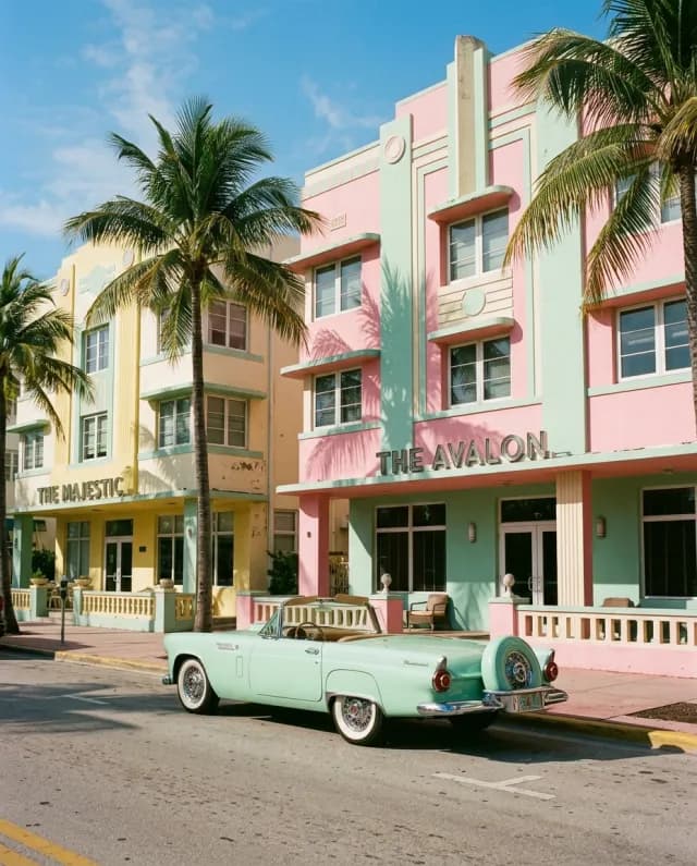 South beach art deco convertible, Miami